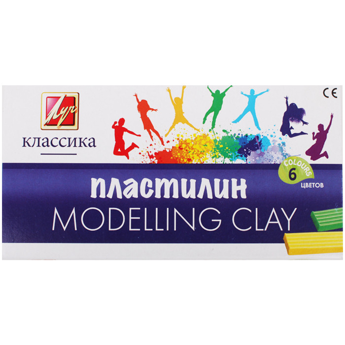 Пластилин 6 цветов, стек для резки Классика Луч
