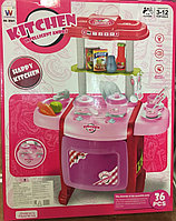 Детская кухня w017 со светом и звуком, розовая, 36 предметов