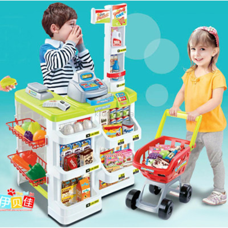 Детский игровой набор супермаркет Магазин с продуктами и тележкой 668-03