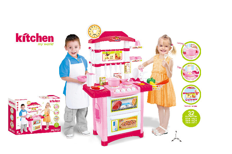 ДЕТСКАЯ ИГРОВАЯ КУХНЯ 32 ПРЕДМЕТА АРТ.889-4 РОЗОВАЯ
