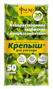 Удобрение водорастворимое органоминеральное с гуматом калия ФАСКО® «Крепыш», пакет 50г.