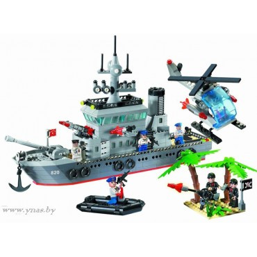 Детский конструктор брик Brick 820 "Боевой корабль" военная техника аналог лего Lego