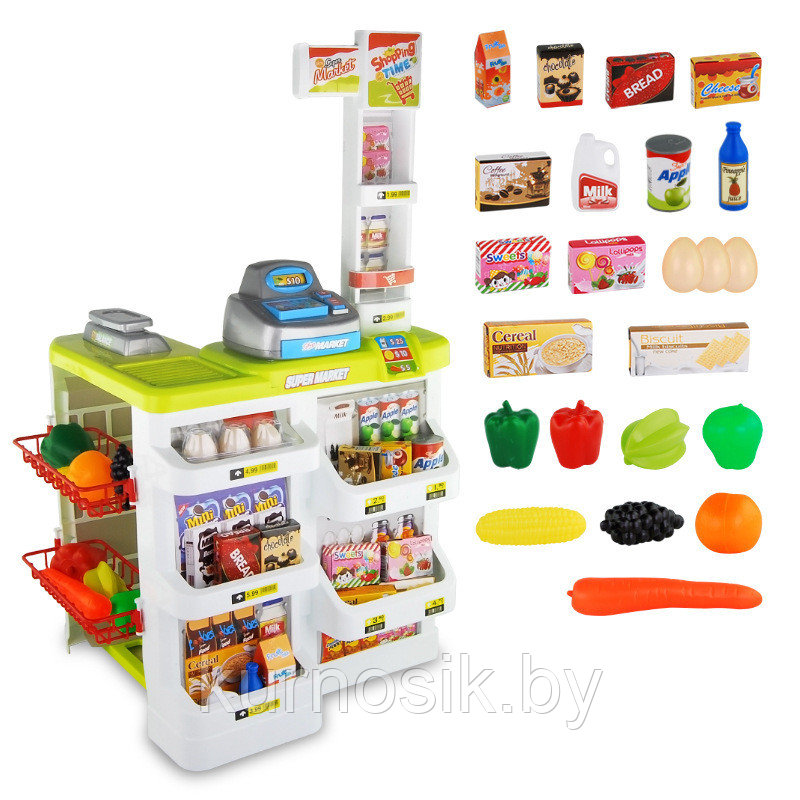 Детский игровой супермаркет 668-03 тележка,касса,продукты,звук - фото 2 - id-p50186619