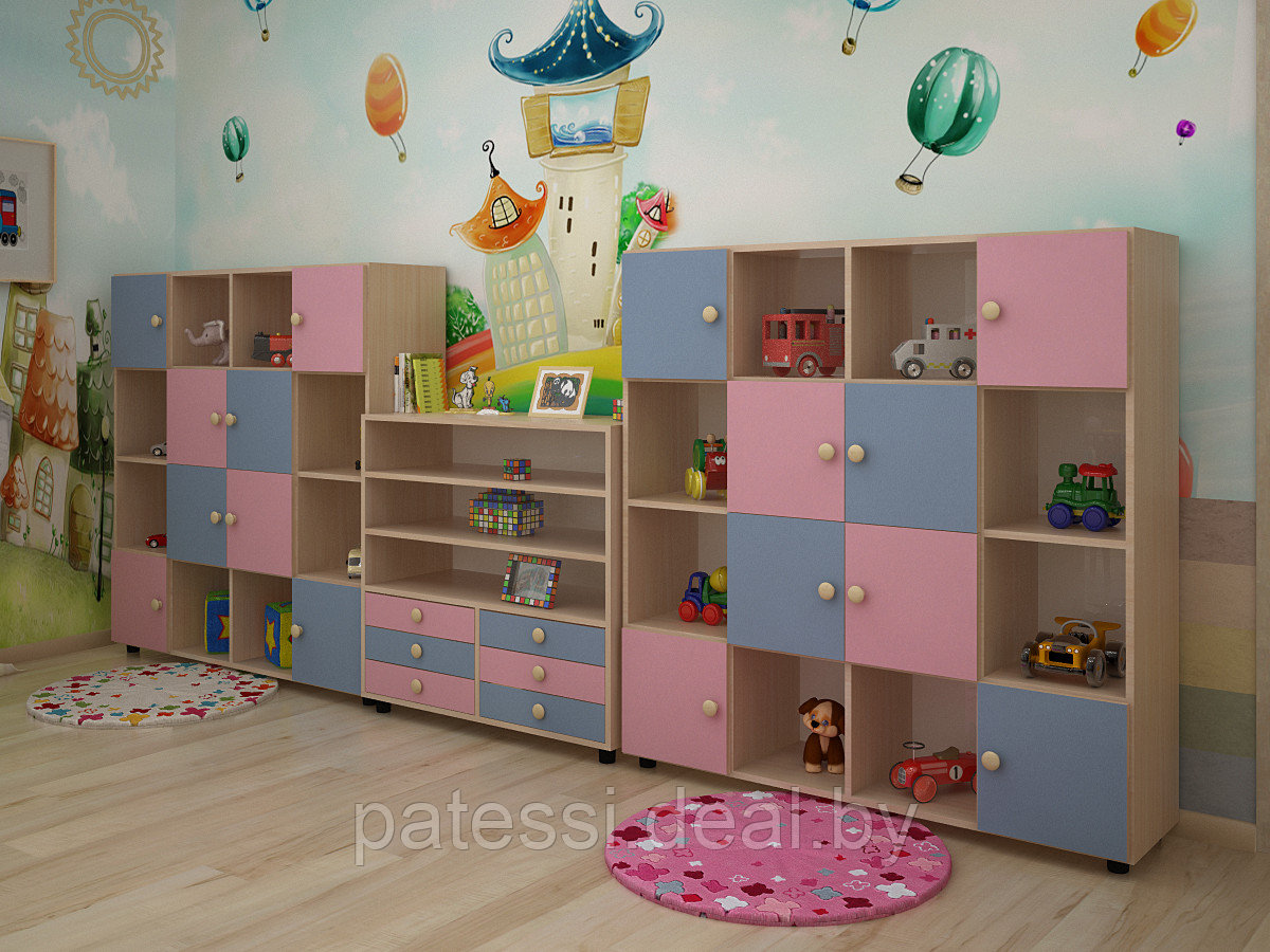Шкаф для детской одежды трехдверный со скамьей - фото 2 - id-p67138566