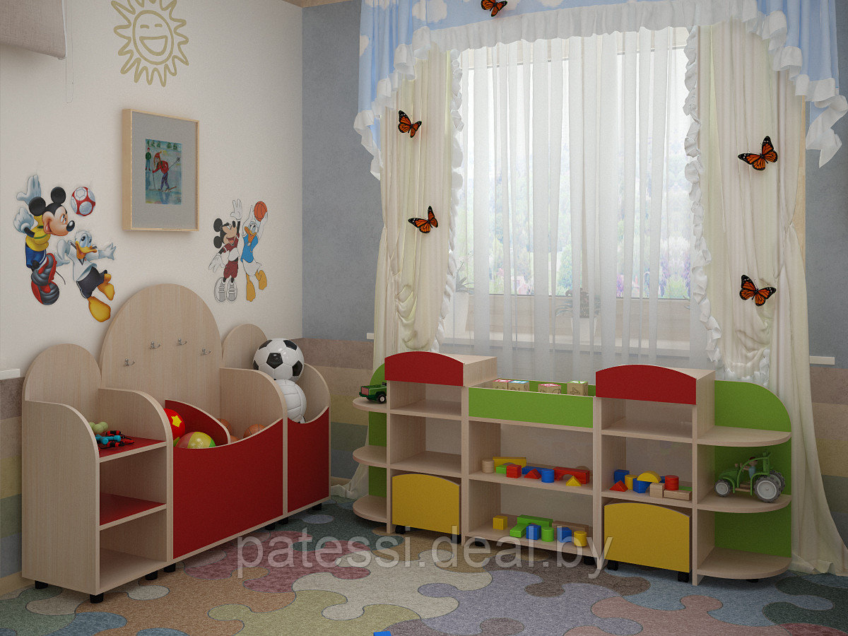 Шкаф для детской одежды трехдверный со скамьей - фото 8 - id-p67138566