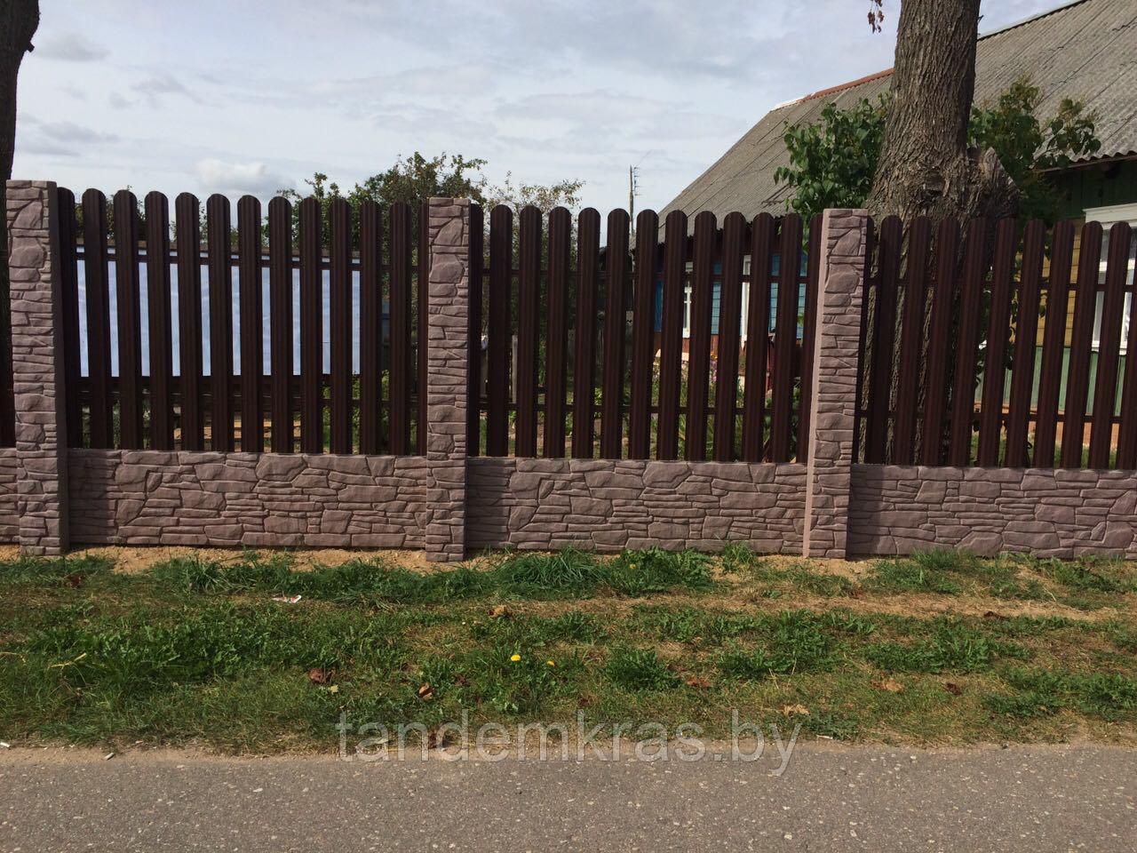 Бетонный забор «Сланец» комбинированный с металлоштакетником - фото 7 - id-p62525223