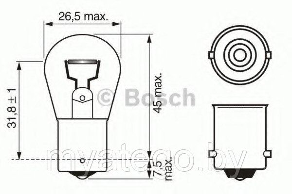 Лампа одноконтактная белая (21W) 24V BA15s