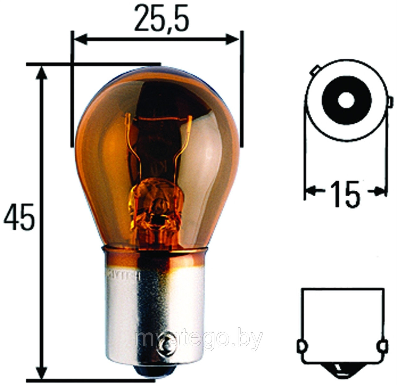 Лампа одноконтактная желтая PY21W 24V