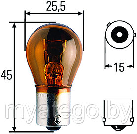 Лампа одноконтактная желтая PY21W 24V