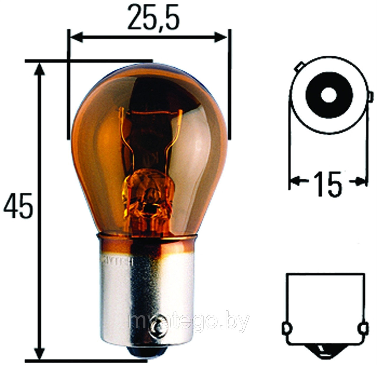 Лампа одноконтактная желтая PY21W 24V - фото 1 - id-p66819133
