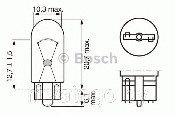 Лампа безцокольная 3W 24V W2.1X9.5D