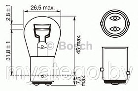 Лампа двуконтактная P21/5W 24V