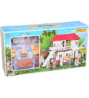 Домик 012-01 для кукол Happy Family аналог Sylvanian Families Сильваниан с мебелью, аксессуарами и светом д