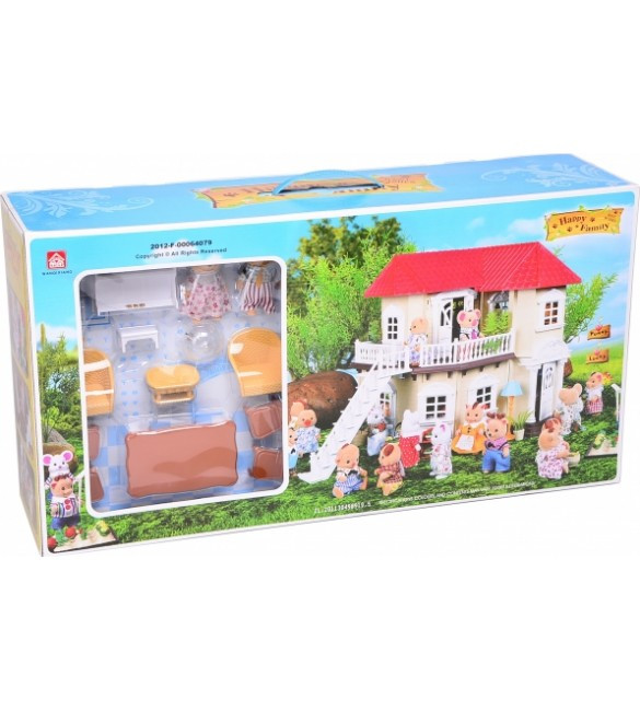 Домик 012-01 для кукол Happy Family аналог Sylvanian Families Сильваниан с мебелью, аксессуарами и светом д - фото 1 - id-p66829163