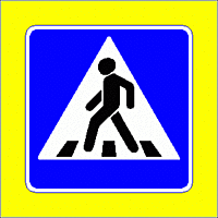 Дорожный знак "Пешеходный переход" с желтым фоном на основе 900*900мм