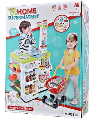 Игровой набор Супермаркет 668-03 с кассой, тележкой и товарами - фото 1 - id-p49827242