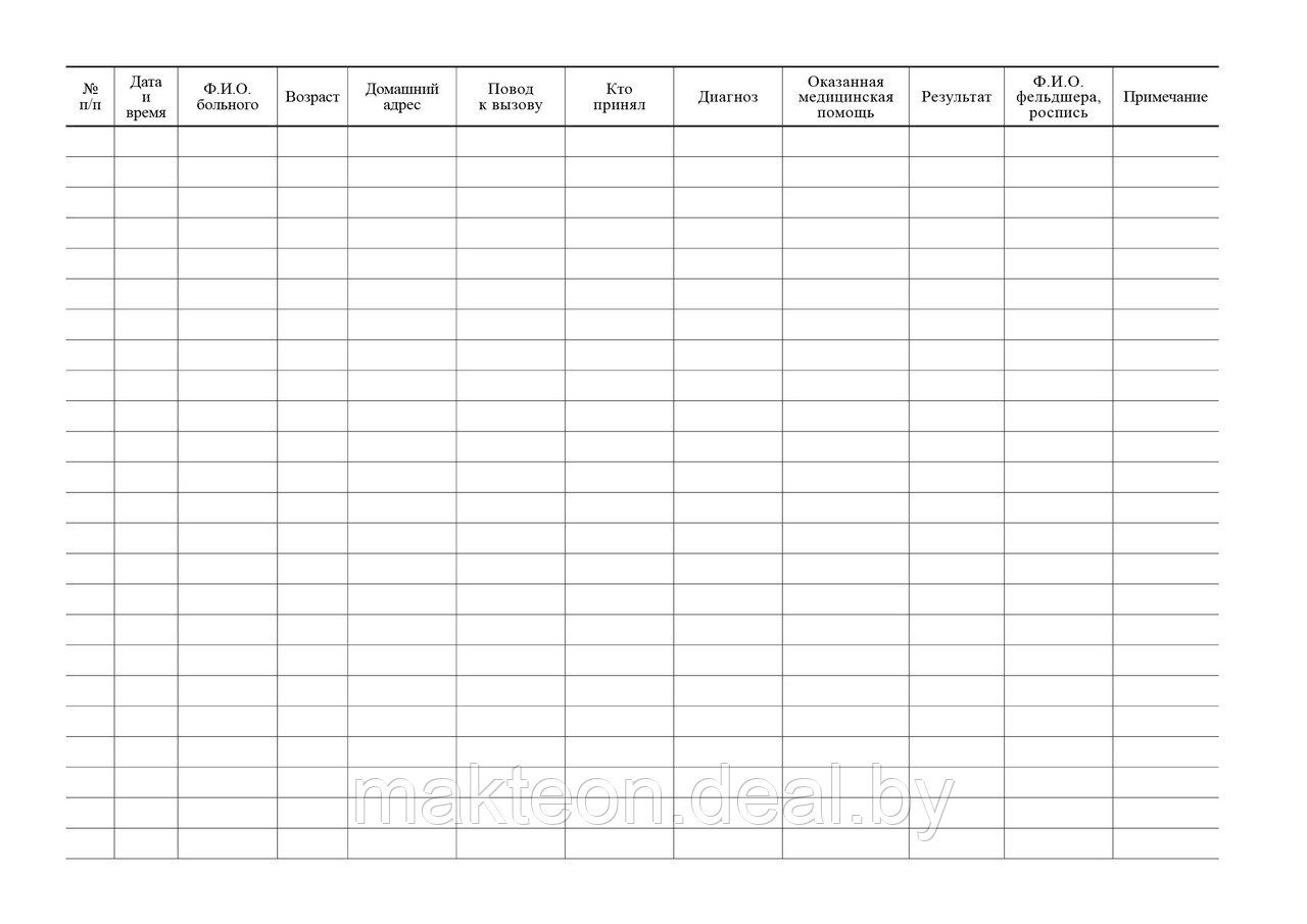 Журнал обращений за неотложной медицинской помощью - фото 2 - id-p66835051