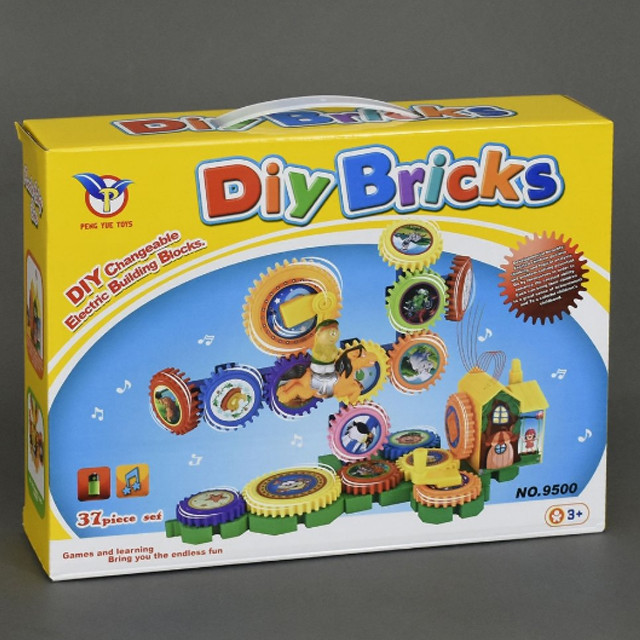 Конструктор на шестерёнках Diy Bricks 9500 Дом 37 деталей на батарейках - фото 1 - id-p66855959