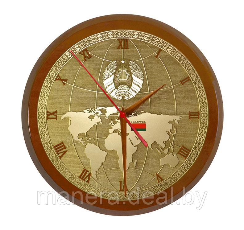 Настенные часы Карта мира с гербом РБ - фото 3 - id-p7150470