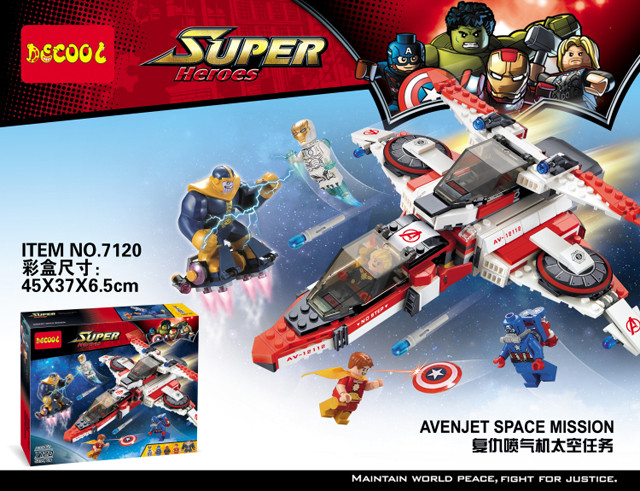 Конструктор Decool 7120 "Реактивный самолет Мстителей" (аналог Lego Super Heroes 76049) 523 детали - фото 2 - id-p66907434