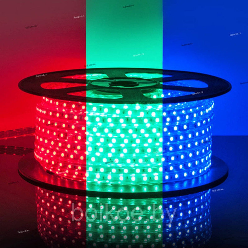 Светодиодная лента закрытая SMD 5050 RGB (14,4W, 60LED/м, 220V, IP68)