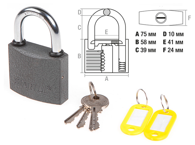 Замок навесной 75мм STARTUL STANDART (ST9084-75)