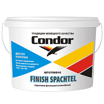 Condor Finish Spachtel  Акриловая финишная шпатлёвка для стен и потолков 5л,1л,2.5л,9.5л