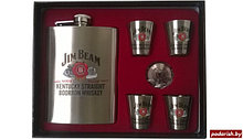 Подарочный набор Jim Beam фляжка 210 мл, воронка и 4 рюмки