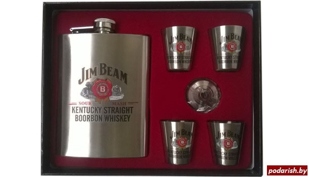 Подарочный набор Jim Beam фляжка 210 мл, воронка и 4 рюмки - фото 1 - id-p67091618