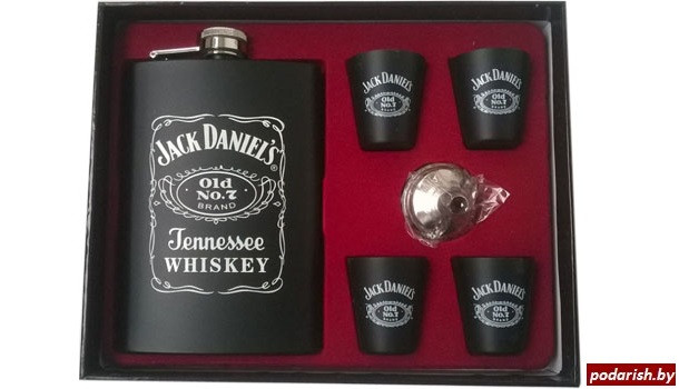 Подарочный набор Jack Daniels фляжка 210 мл, воронка и 4 рюмки - фото 1 - id-p67091628