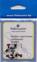 Карабин с вертлюжком (скользящий) Fishmaster YM-5012, #S, red/black