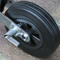 Опорное колесо с тормозом 150кг, рез.шина 200*50, диск пластиковый