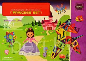 Магнитный  конструктор 77 деталей Princess Set MAXI, большой набор для девочек