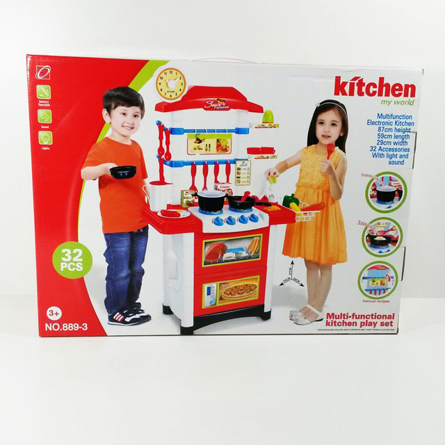 Игровой набор "Кухня" 889-3 (32 предмета) со светом и звуком - фото 2 - id-p67196962