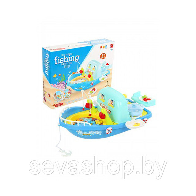Игровой набор "Рыбалка" катер+кухня 889-95 (27 предметов, свет, звук)