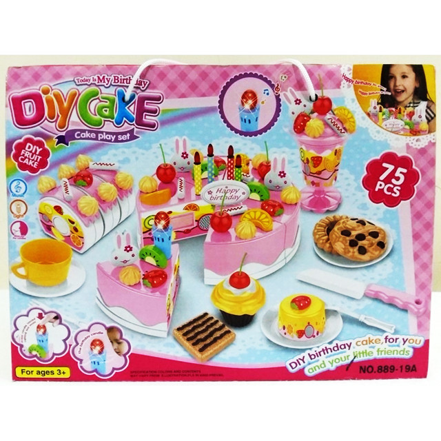 Игровой набор "Сладкий стол" (75 предметов, свет, звук) 889-19А Части тортика на липучках, разрезаются ножиком (идет в наборе).
