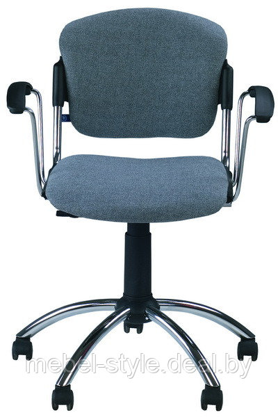 Компьютерное кресло ЭРА хром с подлокотниками для работы в офисе и дома, (ERA GTP CH в ткани калгари)