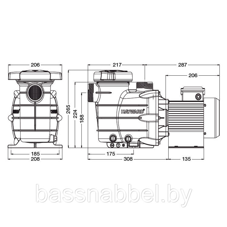 Насосы для бассейнов HAYWARD PWL, 240 V 5,4 - 17,2 м3/час - фото 5 - id-p64962182