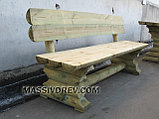 Стол и скамейки со спинкой L200 рубленн., фото 3