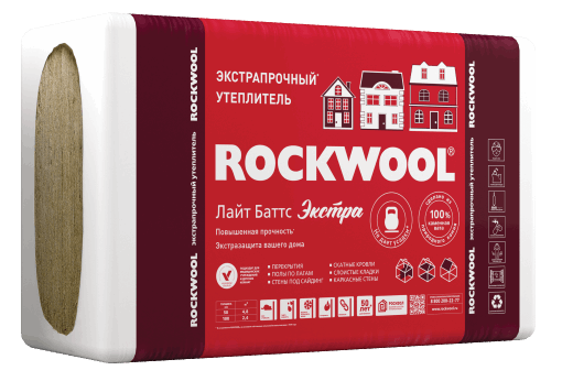 Утеплитель ROCKWOOL Лайт Баттс ЭКСТРА 50х600х1000 (4,8 м2/уп.) - фото 1 - id-p67334007