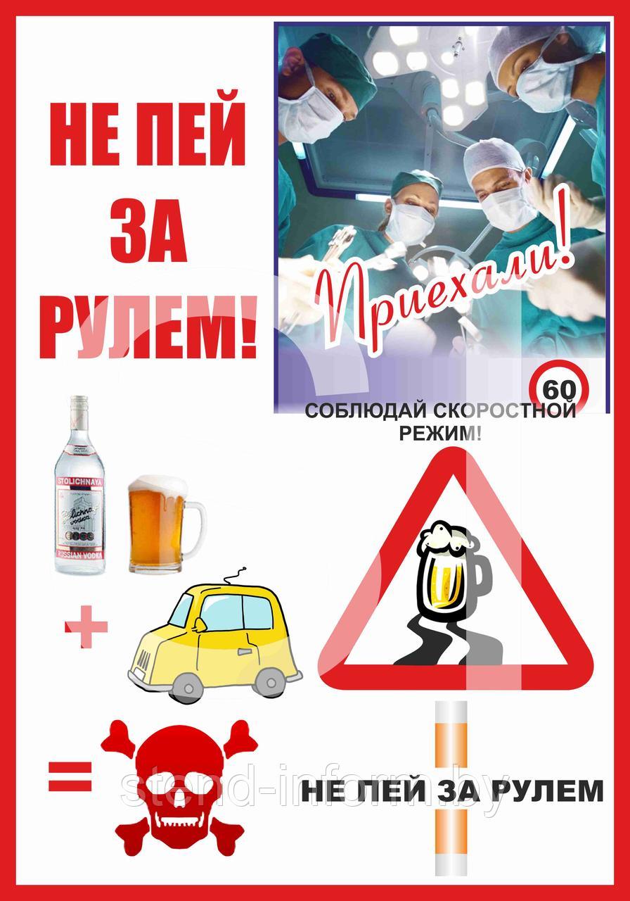 Плакат №1А "Не пей за рулем" р-р 40*57 см, пластик - фото 1 - id-p67331938