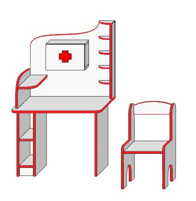 Игровая мебель больница "Доктор" детская ( стол игровой "Доктор" ДУ-ИМ-006 ; стул "Ростишка" ДУ-С-008) - фото 2 - id-p67345096