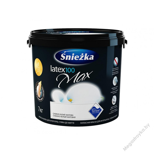 Краска латексная высокого качества. Sniezka MAX. Sniezka, Польша. 1 литров.