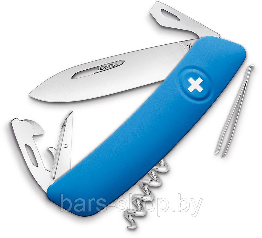 Нож Swiza D04 75 мм, синий, 11 функций, с фиксатором лезвия
