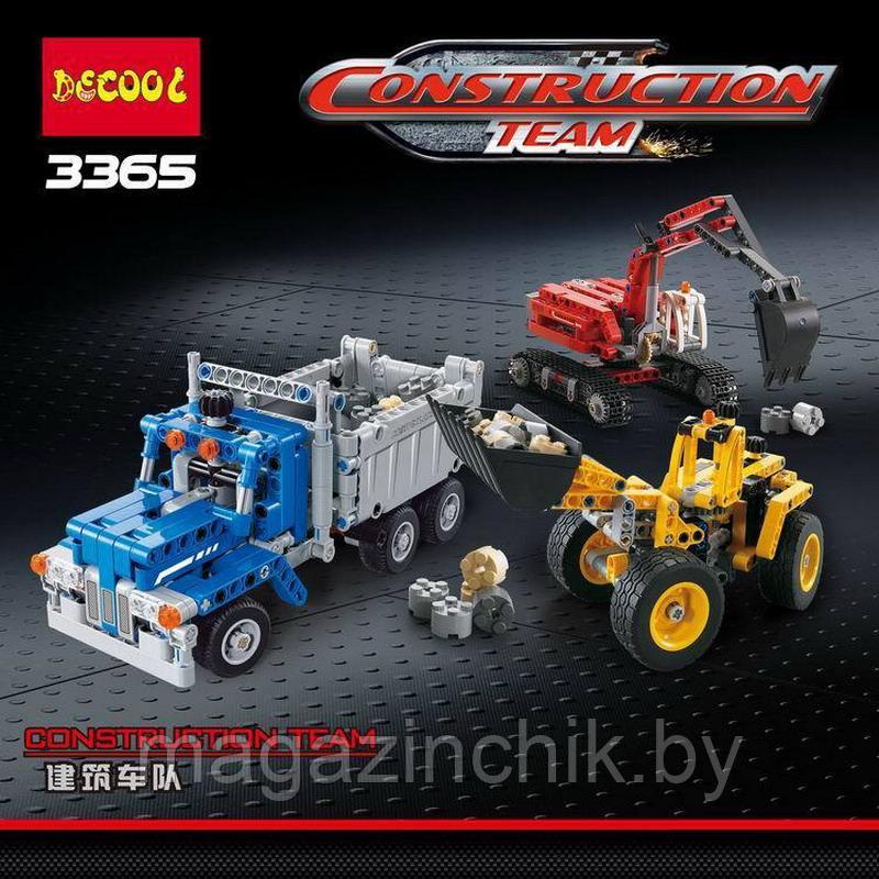 Конструктор Decool 3365 Строительная команда 834 дет. аналог Лего Техник (LEGO Technic 42023) - фото 1 - id-p67457341