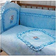 Комплект в кроватку для новорожденного 7 предметов "Мальвина" голубой (10181)