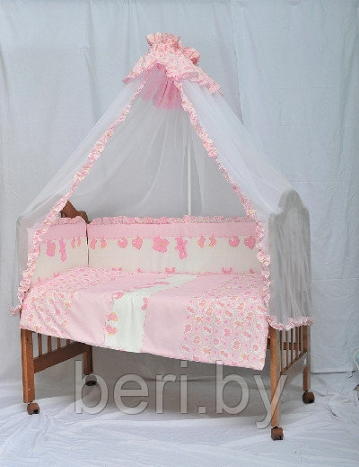 Комплект в кроватку для новорожденного 7 предметов "Малютка" розовый (1013)