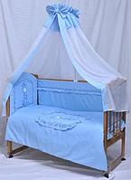 Комплект в кроватку для новорожденного 7 предметов "Зоопарк" голубой (1034)