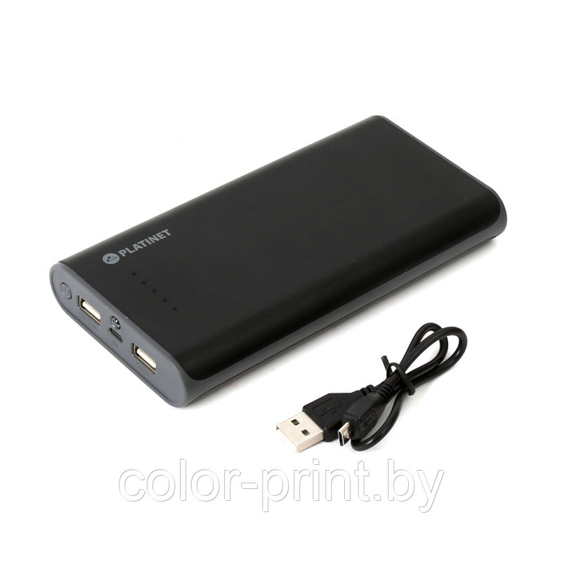 PLATINET Power bank 20000mAh 2xUSB@5.0V 1A & 2.1A BLACK / GRAY [43111] - фото 2 - id-p67493416