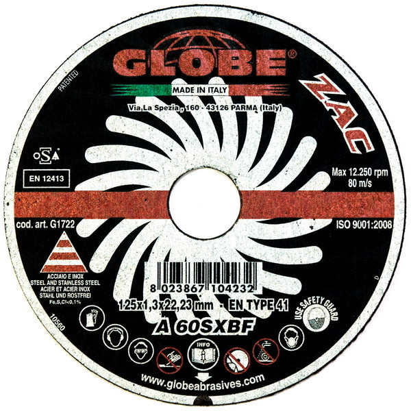 Отрезной абразивный круг GLOBE ZAC 125x1,3x22.2 A60SX